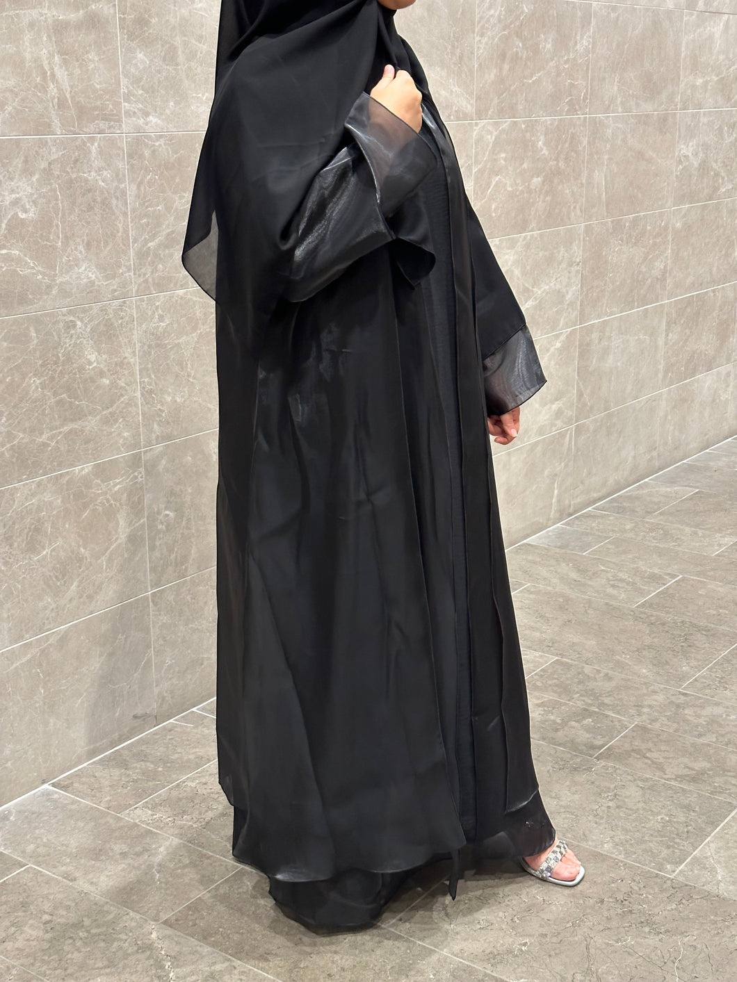 Luxe Organza Abaya - Black