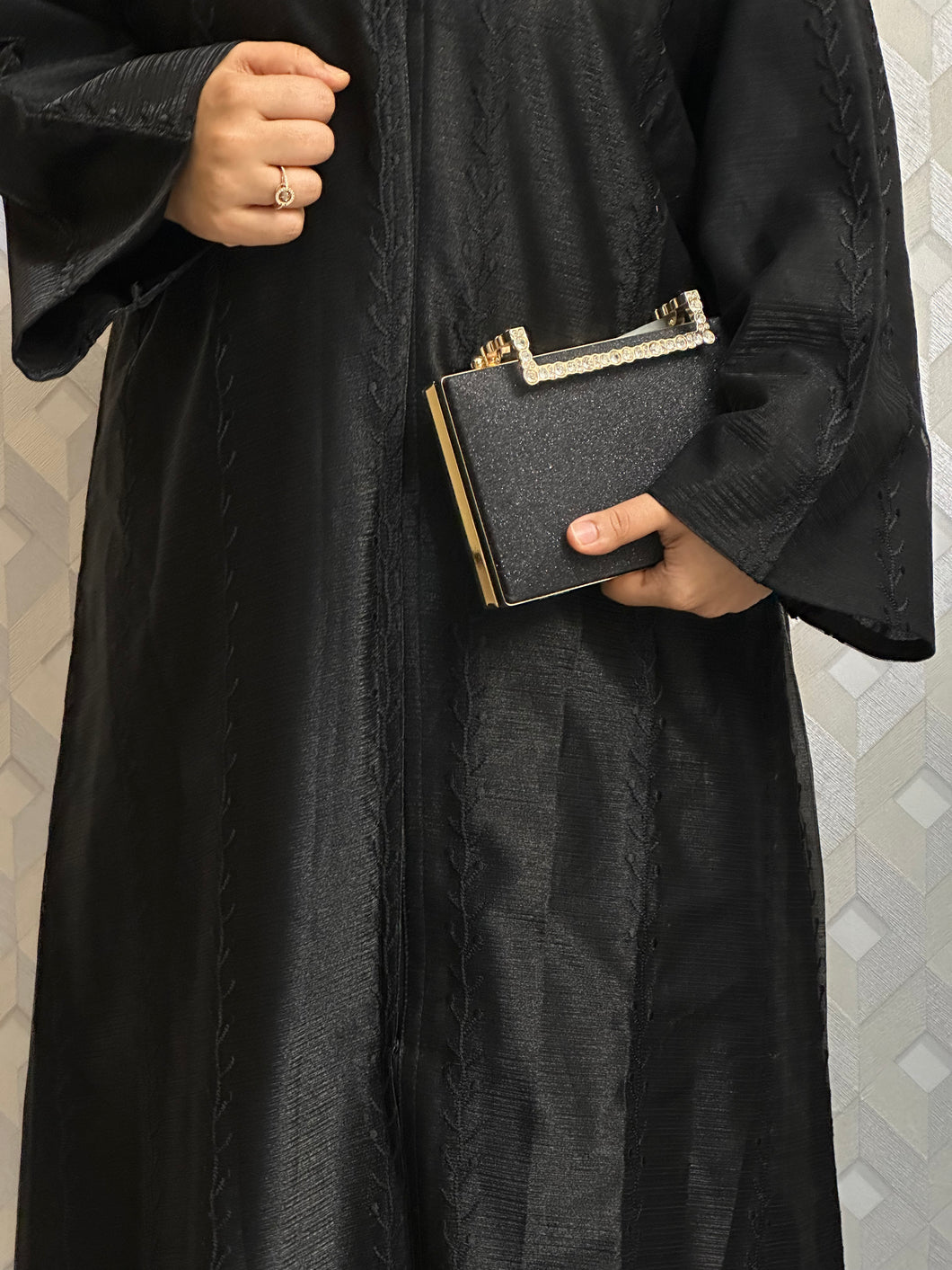 Black Abaya with hand work