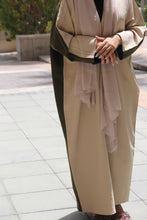 Load image into Gallery viewer, Bisht style Abaya in Biege &amp; Olive
