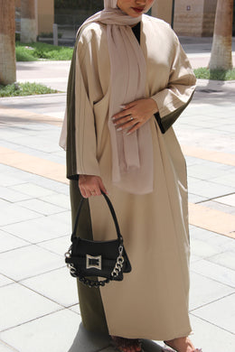 beige and olive formal abaya