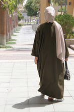 Load image into Gallery viewer, Bisht style Abaya in Biege &amp; Olive
