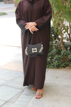 Load image into Gallery viewer, Bisht style Abaya in Burgundy &amp; Black
