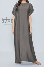 Load image into Gallery viewer, shop abaya half sleeve under dress slip dress in grey color
