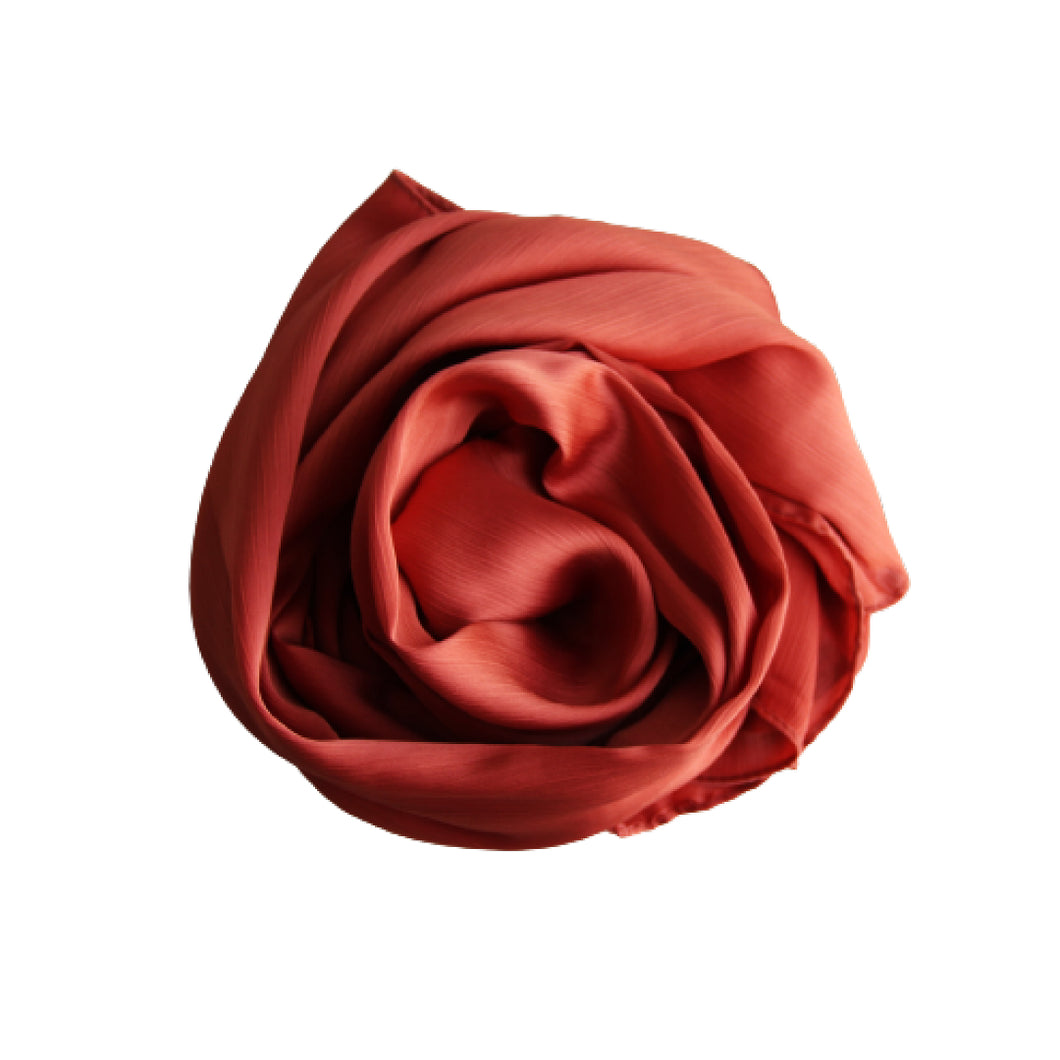 Satin Hijab - textured - Brick Red