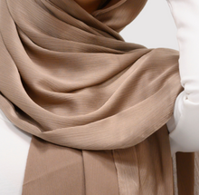 Load image into Gallery viewer, Satin Hijab - Strip textured - Brown
