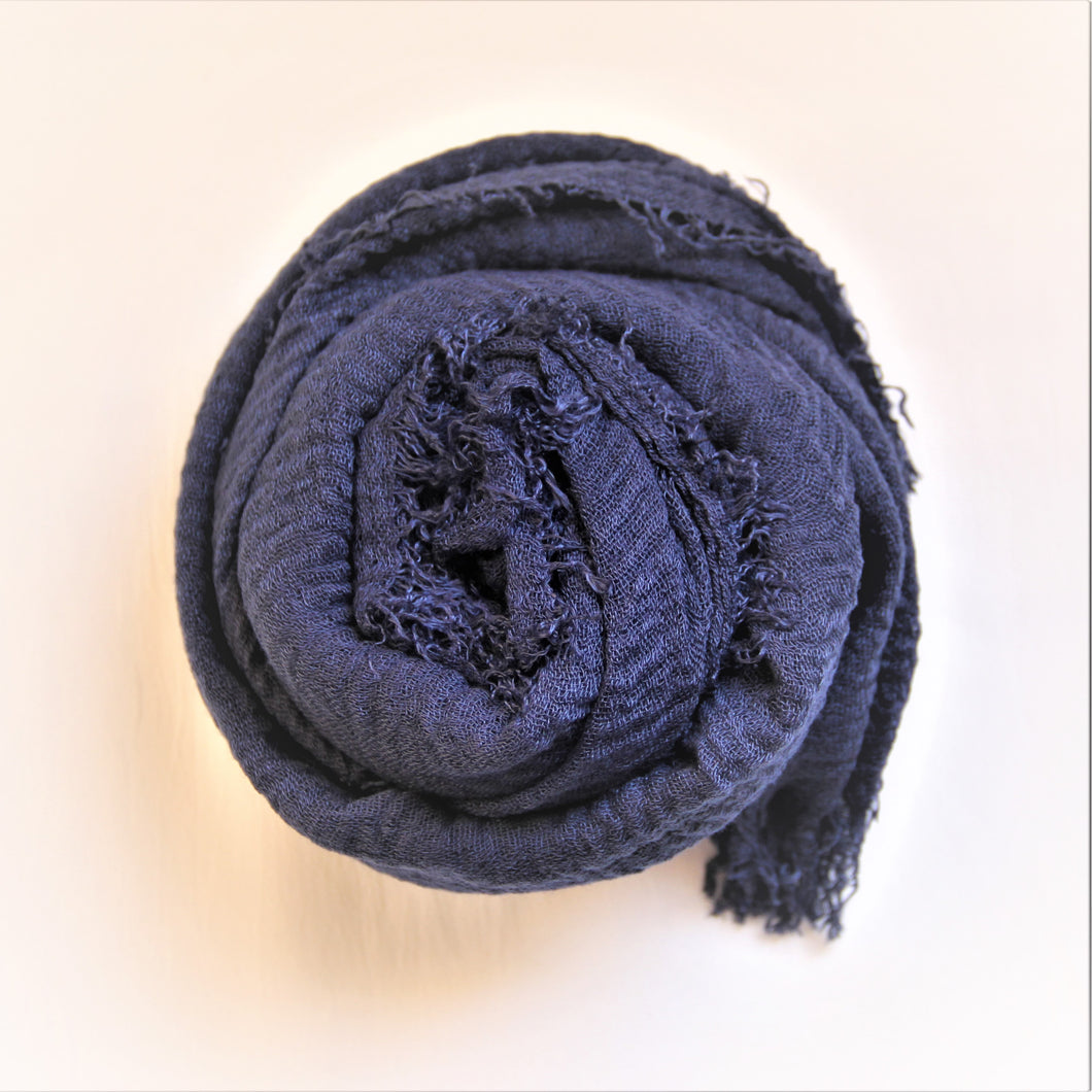 Cotton Crinkle Hijab - Dark Blue